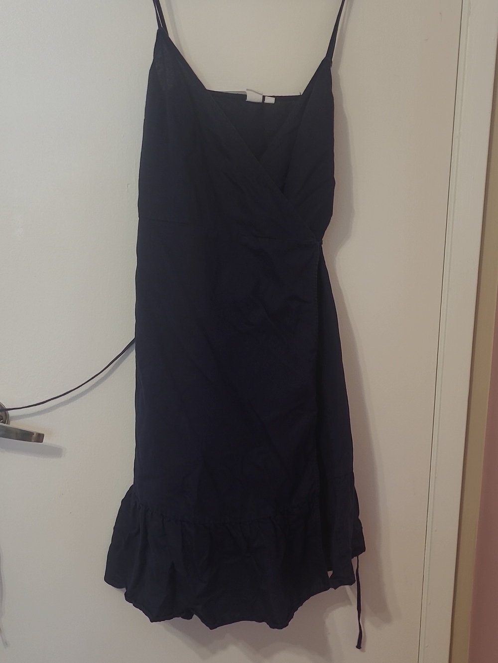 GAP Navy Blue Midi Wrap Dress with Ruffle Hem